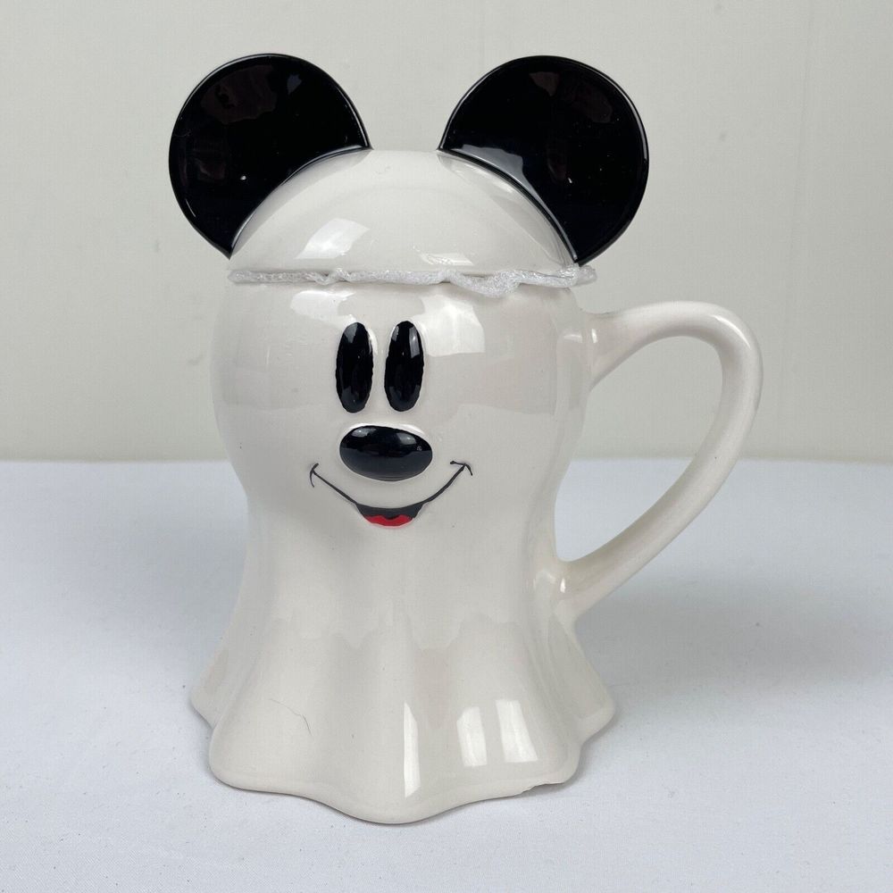 Disney Mickey‎ Mouse Ghost Halloween Mug Cup w/ Lid Topper